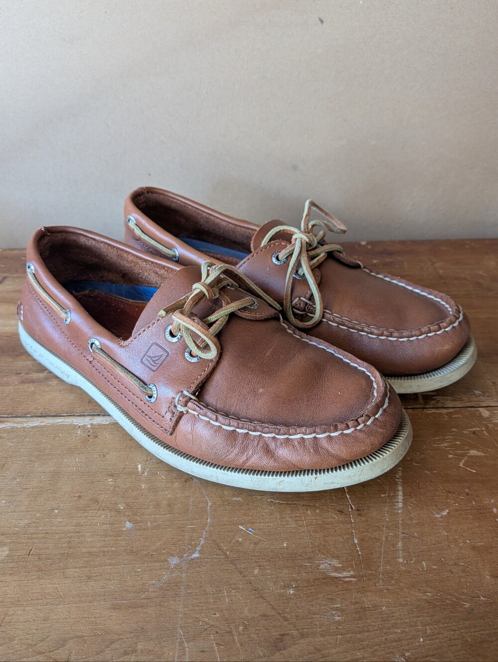Sperry Authentic Original 2-Eye Boat Shoe Mens US8 Classic Preppy Leather Brown